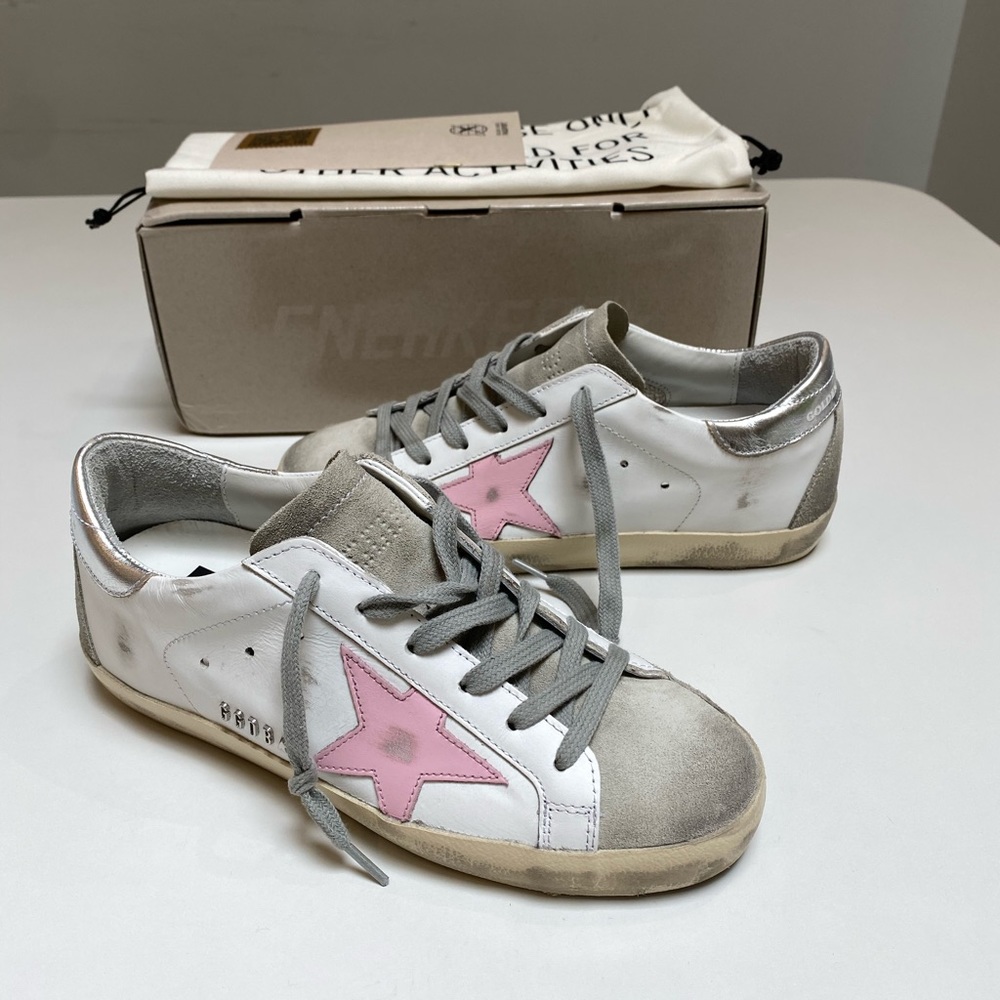 Golden Goose Superstar Sneaker White Leather/Ice/Orchid Pink sz 36 New in Box - Picture 11 of 14